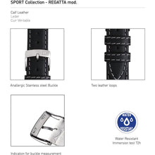 Load image into Gallery viewer, Morellato REGATTA  waterproof leather watch Strap BLACK 20 mm
