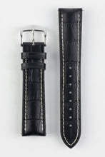 Load image into Gallery viewer, Hirsch GEORGE Alligator Embossed leather & Rubber Watch Strap BLACK 20 mm