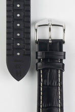 Load image into Gallery viewer, Hirsch GEORGE Alligator Embossed leather & Rubber Watch Strap BLACK 20 mm