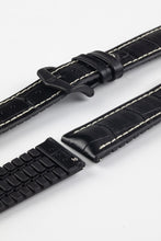 Load image into Gallery viewer, Hirsch GEORGE Alligator Embossed leather & Rubber Watch Strap BLACK 20 mm