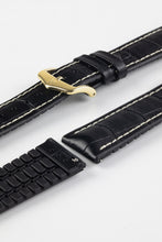 Load image into Gallery viewer, Hirsch GEORGE Alligator Embossed leather & Rubber Watch Strap BLACK 20 mm