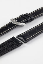 Load image into Gallery viewer, Hirsch GEORGE Alligator Embossed leather & Rubber Watch Strap BLACK 20 mm