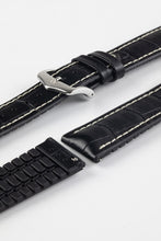 Load image into Gallery viewer, Hirsch GEORGE Alligator Embossed leather & Rubber Watch Strap BLACK 20 mm