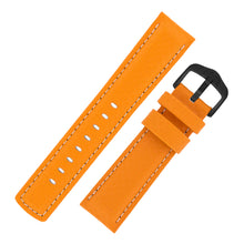 Load image into Gallery viewer, Hirsch CARBON Leather Watch Strap ORANGE 24mm
