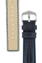 Load image into Gallery viewer, Hirsch PROFESSIONAL Embossed leather Watch Strap with ridge BLUE - Pewter & Black