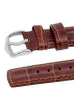 Load image into Gallery viewer, Hirsch PROFESSIONAL Embossed Leather Watch Strap with ridge  GOLDEN BROWN - Pewter & Black