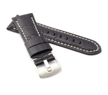 Load image into Gallery viewer, Firenze Alligator embossed Leather Watch Strap for Tang - BLACK / WHITE