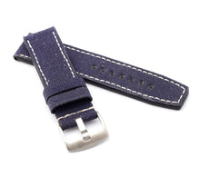 Load image into Gallery viewer, Marino Parallel : Canvas & Leather Watch Strap - BLUE