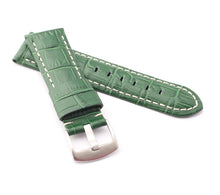 Load image into Gallery viewer, Firenze Alligator embossed Leather Watch Strap for Tang - GREEN / WHITE