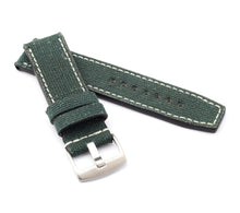 Load image into Gallery viewer, Marino Parallel : Canvas & Leather Watch Strap - GREEN