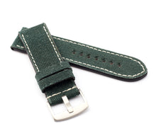 Load image into Gallery viewer, Marino Parallel : Canvas & Leather Watch Strap - GREEN