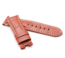 Load image into Gallery viewer, Deployment : Alligator-Embossed Leather Watch Strap COGNAC BROWN / WHITE