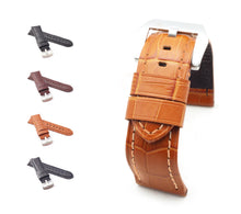 Load image into Gallery viewer, Firenze Alligator embossed Leather Watch Strap for Tang - BROWN / BROWN