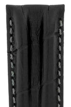 Load image into Gallery viewer, Hirsch PROFESSIONAL Embossed Leather DOUBLE RIDGE Chronograph Watch Strap BLACK - Pewter & Black