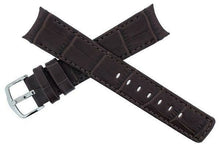 Load image into Gallery viewer, Hirsch LEONARDO PRINCIPAL Curved End Leather watch Strap DARK BROWN18MM - Pewter & Black