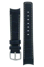 Load image into Gallery viewer, Hirsch PRINCIPAL Curved End Leather watch Strap BLUE & WHITE STITCH 18MM - Pewter & Black