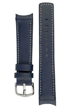 Load image into Gallery viewer, Hirsch MEDICI HEAVY CALF Curved Ended Watch Strap BLUE & WHITE  18mm - Pewter & Black