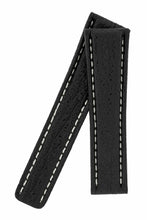 Load image into Gallery viewer, Chrono Shark Leather Watch Strap for folding clasp Black 20mm - Pewter & Black