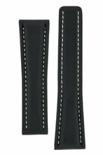 Load image into Gallery viewer, Black Calf Leather  Deployment Watch Strap 24mm - for Breitling - Pewter & Black