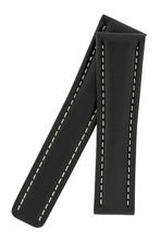 Load image into Gallery viewer, Black Calf Leather  Deployment Watch Strap 24mm - for Breitling - Pewter & Black