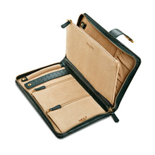 Load image into Gallery viewer, Wolf 1834 CASSANDRA luxury leather JEWELLERY PORTFOLIO CASE - Pewter & Black