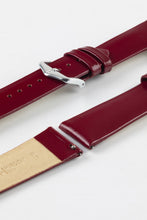 Load image into Gallery viewer, Hirsch DIVA Glossy Ladies Leather Watch Strap in MARSALA burgundy 20 mm