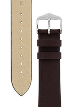 Load image into Gallery viewer, Hirsch Diamond Calf Low-Profile Leather Watch Strap in Brown (Tapers & Buckle)