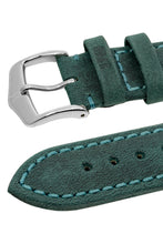 Load image into Gallery viewer, Hirsch Heritage Natural Calfskin Leather Watch Strap in Teal (Embossed Keeper Detail)