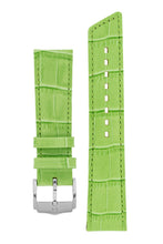 Load image into Gallery viewer, Hirsch PRINCESS Alligator Embossed Leather Watch Strap in LIGHT GREEN - Pewter & Black