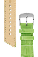 Load image into Gallery viewer, Hirsch PRINCESS Alligator Embossed Leather Watch Strap in LIGHT GREEN - Pewter & Black