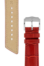Load image into Gallery viewer, Hirsch PRINCESS Alligator Embossed Leather Watch Strap in RED - Pewter & Black
