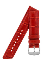 Load image into Gallery viewer, Hirsch PRINCESS Alligator Embossed Leather Watch Strap in RED - Pewter & Black