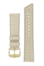 Load image into Gallery viewer, Hirsch PRINCESS Alligator Embossed Leather Watch Strap in BEIGE - Pewter & Black