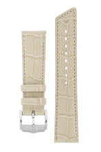 Load image into Gallery viewer, Hirsch PRINCESS Alligator Embossed Leather Watch Strap in BEIGE - Pewter & Black