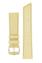 Load image into Gallery viewer, Hirsch PRINCESS Alligator Embossed Leather Watch Strap in FRENCH VANILLA - Pewter & Black