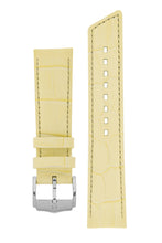 Load image into Gallery viewer, Hirsch PRINCESS Alligator Embossed Leather Watch Strap in FRENCH VANILLA - Pewter & Black