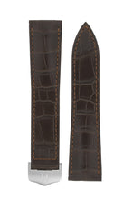 Load image into Gallery viewer, Hirsch Savoir Alligator Single Fold Deployment Watch Strap in Matt Dark Brown (with Stainless Steel Hirsch Magic Deployment Clasp)