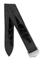 Load image into Gallery viewer, Hirsch Savoir Alligator Single Fold Deployment Watch Strap in Shiny Black