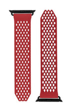 Load image into Gallery viewer, Noomoon LABB Interlocking Watch Strap for Apple Watch in RED with BLACK Hardware - Pewter & Black