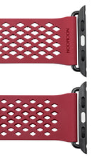 Load image into Gallery viewer, Noomoon LABB Interlocking Watch Strap for Apple Watch in RED with BLACK Hardware - Pewter & Black