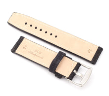 Load image into Gallery viewer, Marino Parallel : Canvas & Leather Watch Strap - BLACK