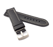 Load image into Gallery viewer, Firenze Parallel: Carbon Embossed Calf Leather Watch Strap BLACK / WHITE - Pewter & Black