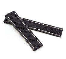 Load image into Gallery viewer, Marino Deployment : Canvas & Leather Breitling Watch Strap BLACK