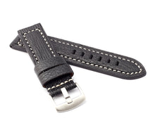 Load image into Gallery viewer, Firenze Parallel : Shark Leather Watch Strap BLACK  24 mm - Pewter & Black