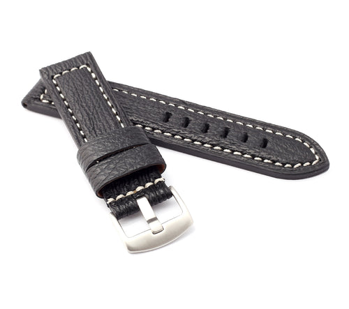 Firenze Parallel : Shark Leather Watch Strap BLACK  24 mm