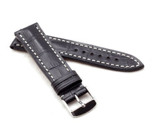 Load image into Gallery viewer, Marino : Alligator-Embossed Padded Leather Watch Strap - BLACK