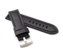Load image into Gallery viewer, Firenze Parallel : Vintage Calf Leather Watch Strap BLACK for Panerai - Pewter & Black