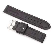 Load image into Gallery viewer, Firenze Parallel : Shark Leather Watch Strap BLACK  24 mm - Pewter & Black