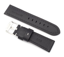 Load image into Gallery viewer, Classic : Padded Calf Leather Watch Strap DARK BROWN 24 mm - Pewter & Black