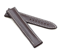 Load image into Gallery viewer, Marino Deployment : Saddle Leather Watch Strap BROWN / WHITE 22mm